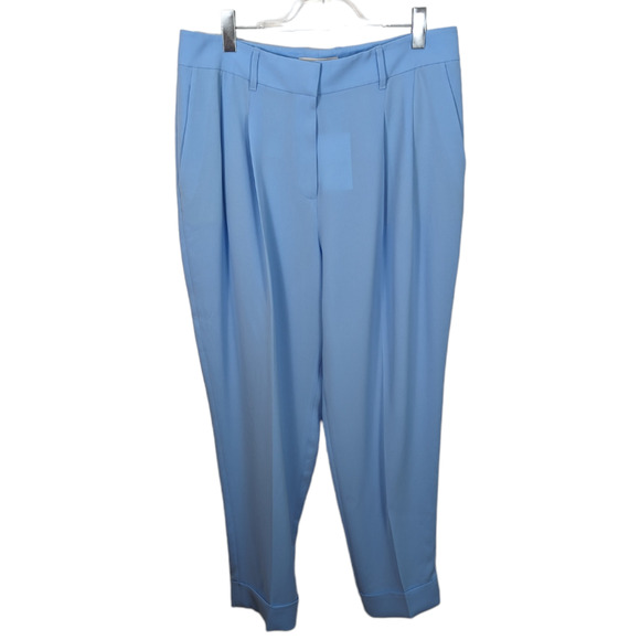 Lafayette 148 Ellis Pleated Finesse Crepe Ankle Pants Fresh Blue Cuffed NWT 16 - Picture 2 of 10